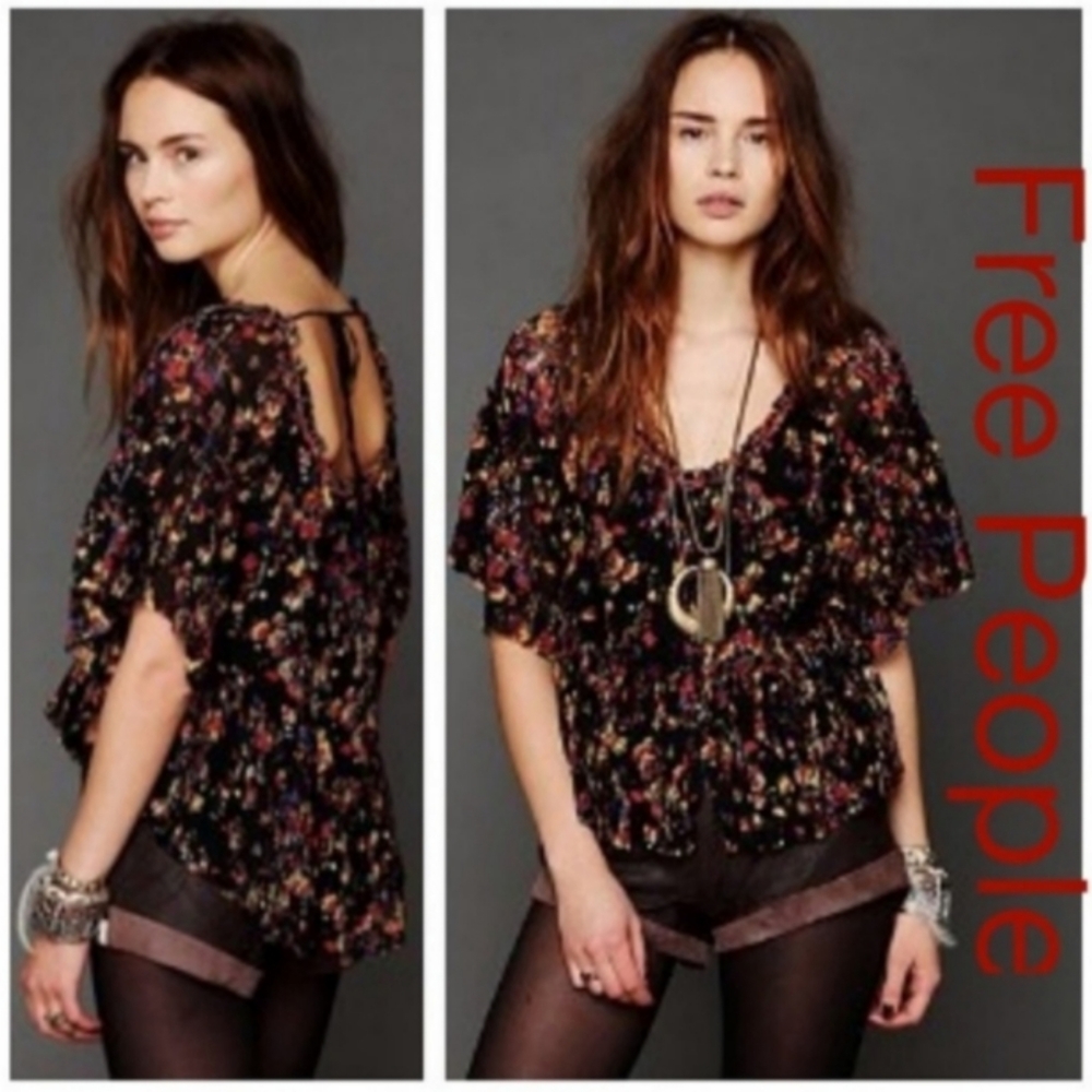 EUC. FREE PEOPLE- Abstract Peasant Top Size Med. - Picture 2 of 12